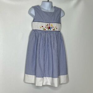 Mom & Me girls striped mermaid smocked dress sz 4